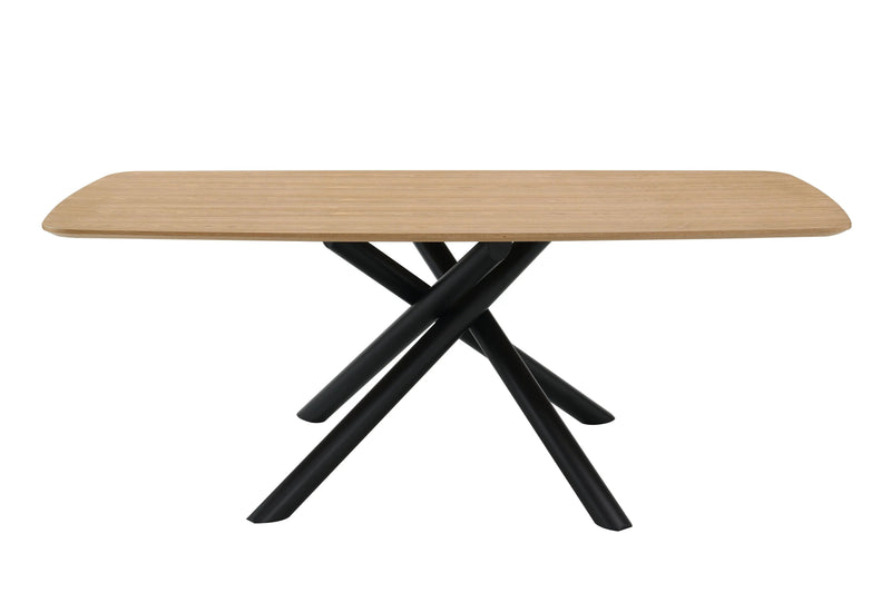 79" Natural and Black Wood and Iron Cross Leg Base Dining Table Homeroots Kitchen & Dining
