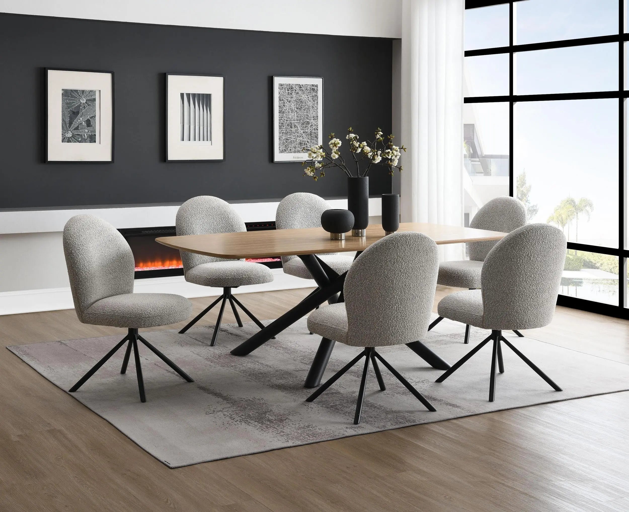 79" Natural and Black Wood and Iron Cross Leg Base Dining Table Homeroots Kitchen & Dining