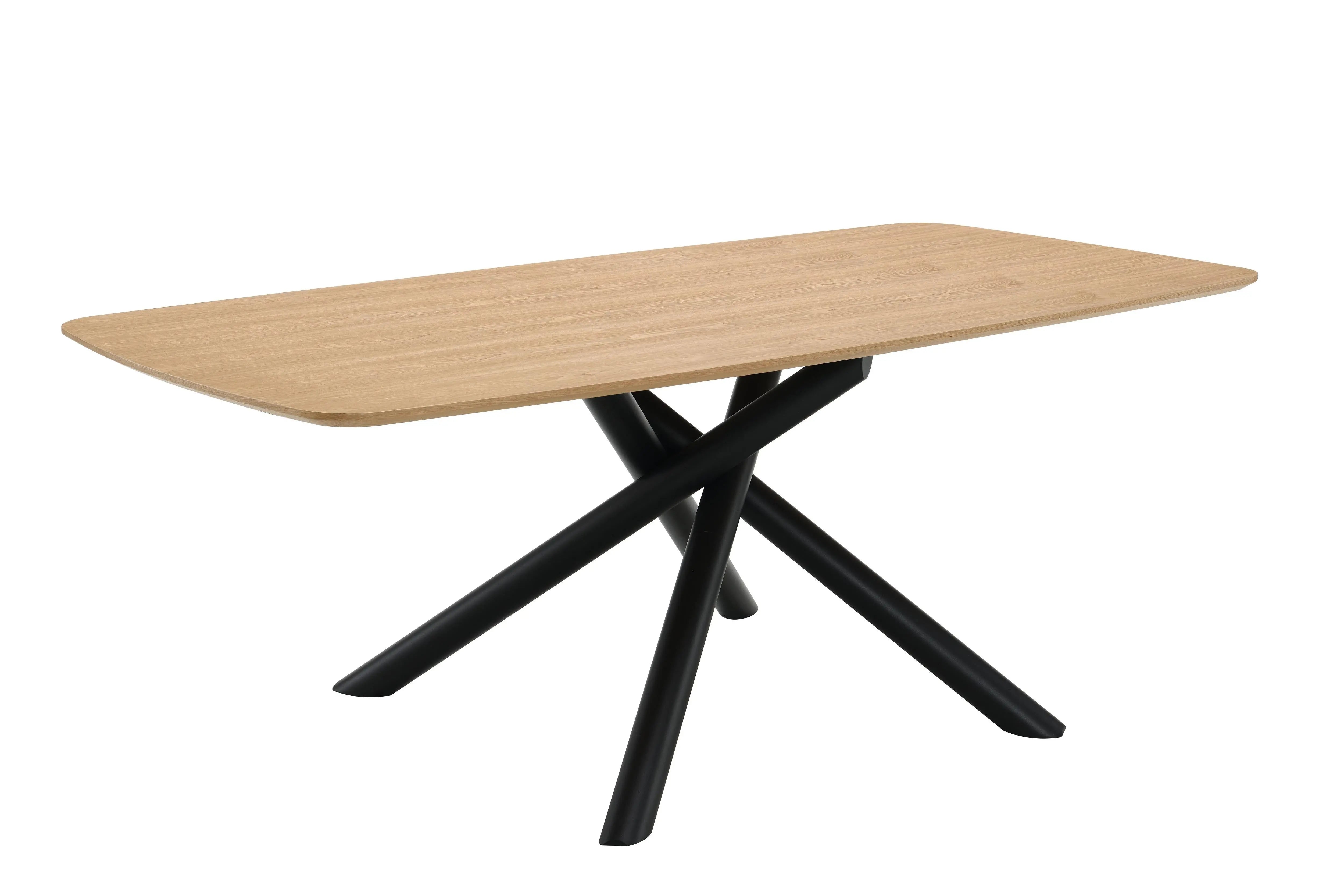 79" Natural and Black Wood and Iron Cross Leg Base Dining Table Homeroots Kitchen & Dining