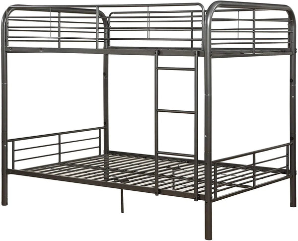 79" X 57" X 65" Gunmetal Metal Tube Full Over Full Bunk Bed Homeroots Bed & Bath