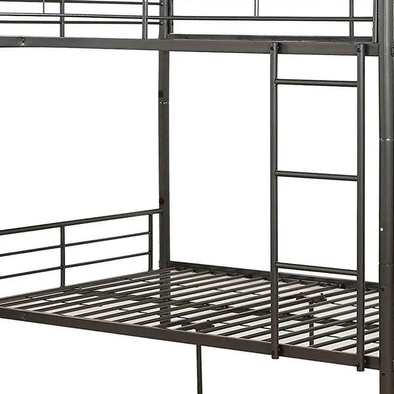 79" X 57" X 65" Gunmetal Metal Tube Full Over Full Bunk Bed Homeroots Bed & Bath
