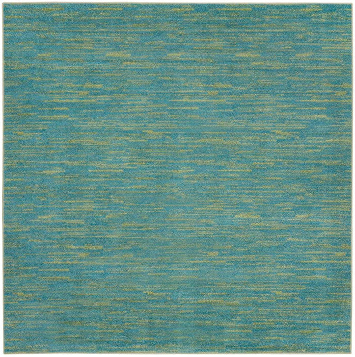 7' Blue And Green Square Indoor Outdoor Area Rug - GreatEagleInc
