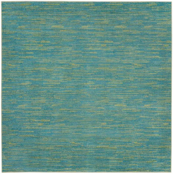 7' Blue And Green Square Indoor Outdoor Area Rug - GreatEagleInc