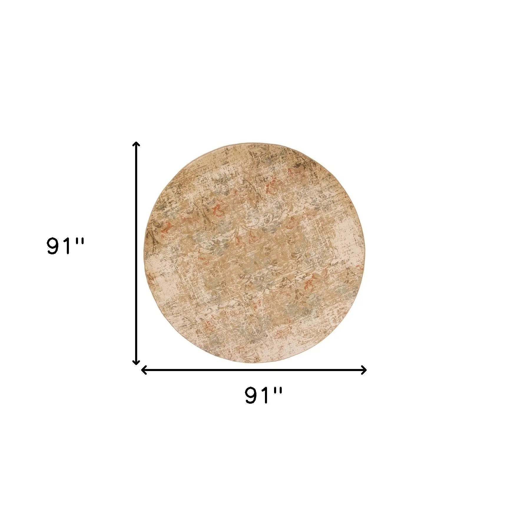 7' Champagne And Beige Damask Round Rug Homeroots Home Decor