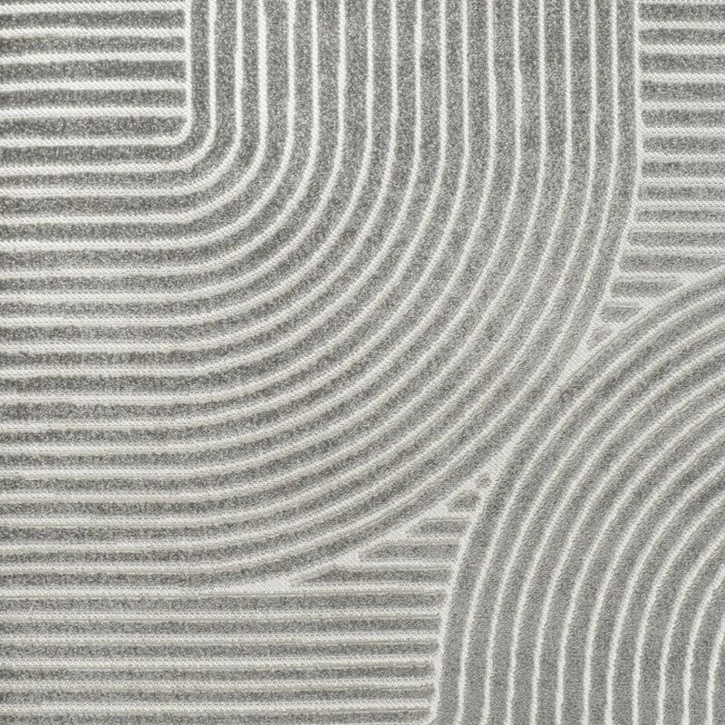 7' Gray And Ivory Square Striped Indoor Outdoor Area Rug Homeroots Outdoor