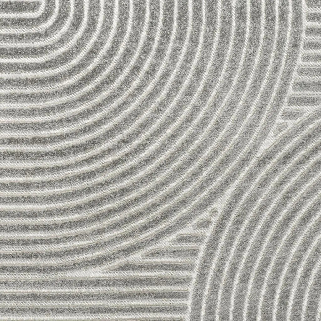 7' Gray And Ivory Square Striped Indoor Outdoor Area Rug Homeroots Outdoor