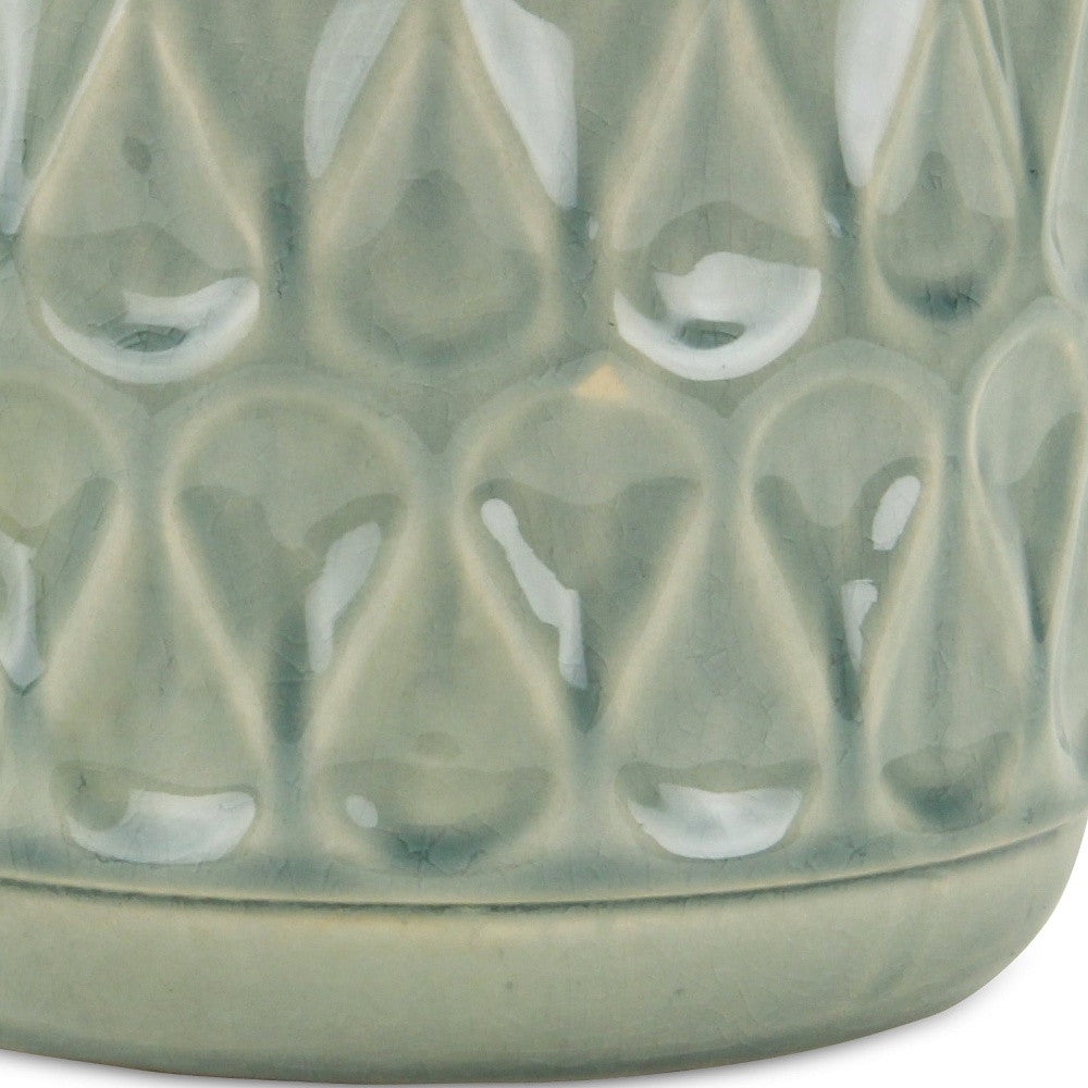 7" Green Geometric Ceramic Indoor Outdoor Round Pot Planter - GreatEagleInc