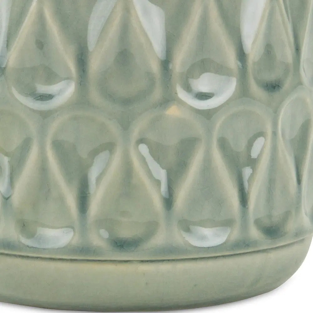 7" Green Geometric Ceramic Indoor Outdoor Round Pot Planter - GreatEagleInc