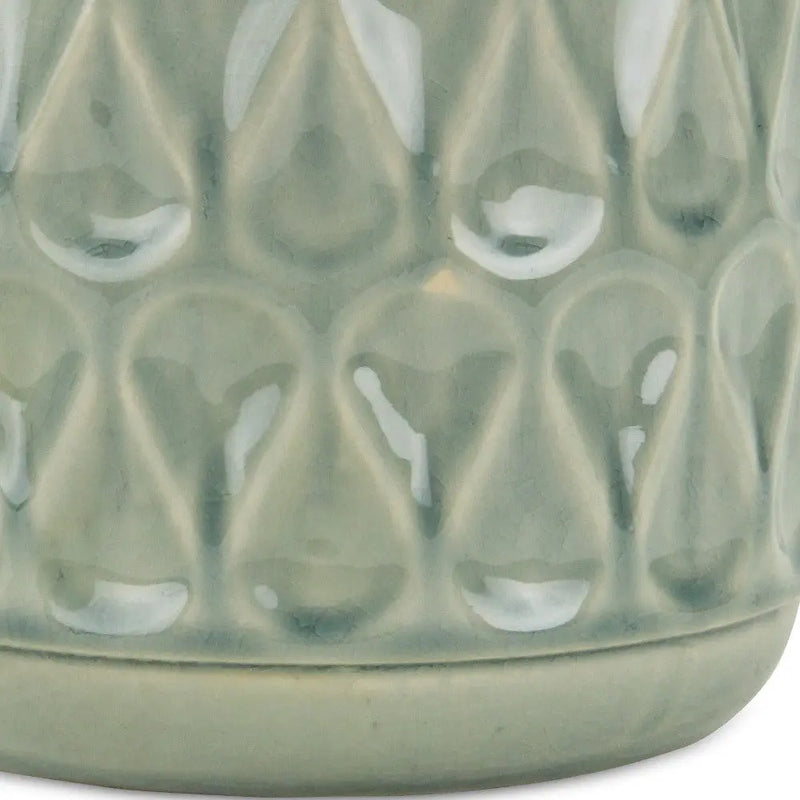 7" Green Geometric Ceramic Indoor Outdoor Round Pot Planter - GreatEagleInc