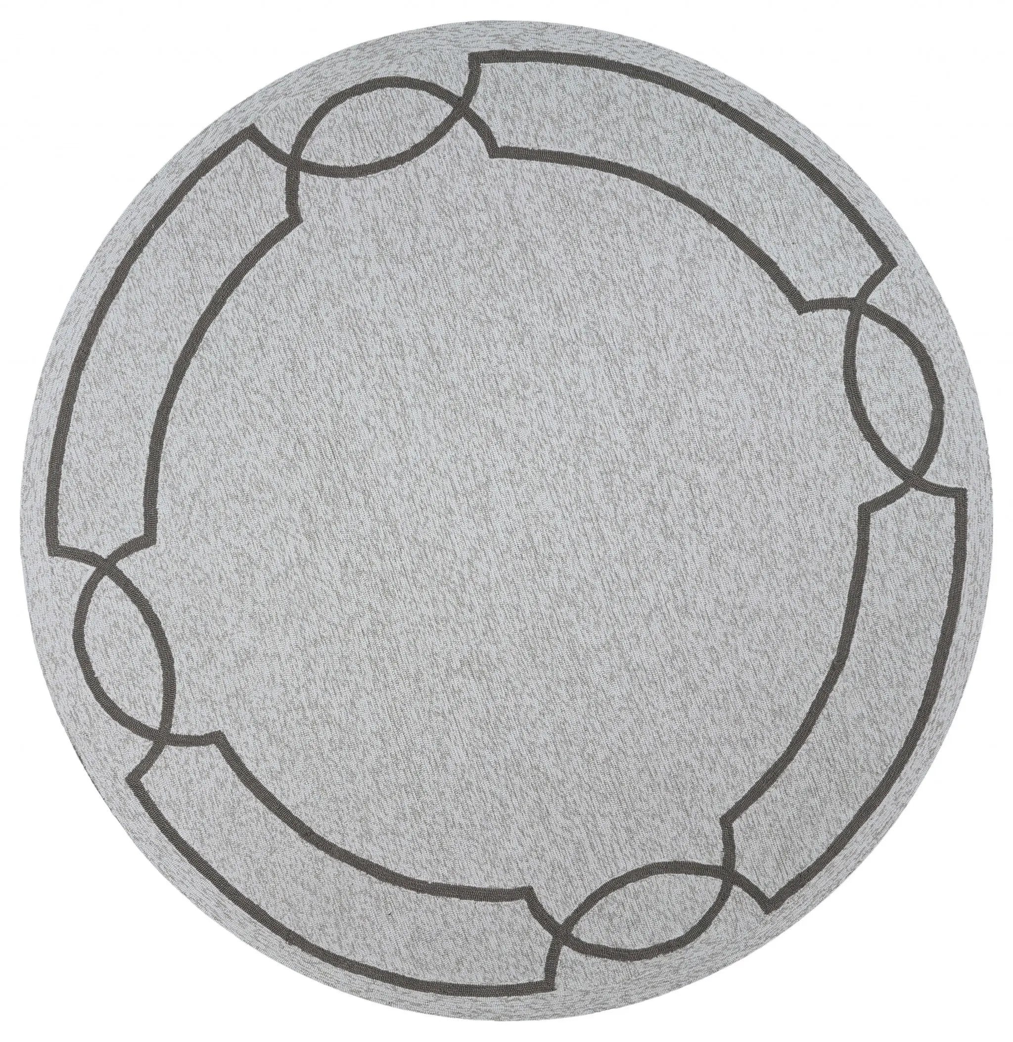 7' Ivory And Brown Round Geometric Handmade Indoor Outdoor Area Rug Homeroots Outdoor