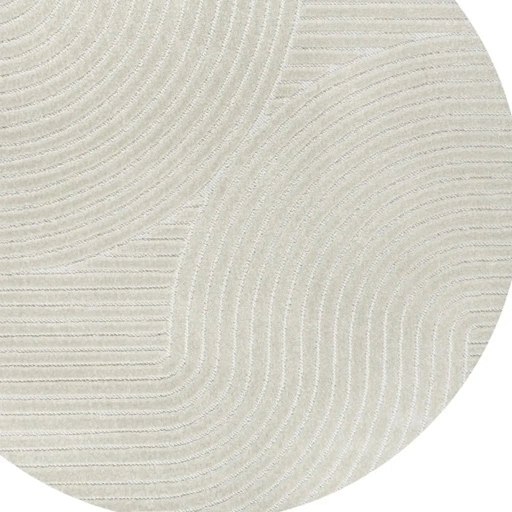 7' Ivory And Cream Round Striped Indoor Outdoor Area Rug Homeroots Outdoor