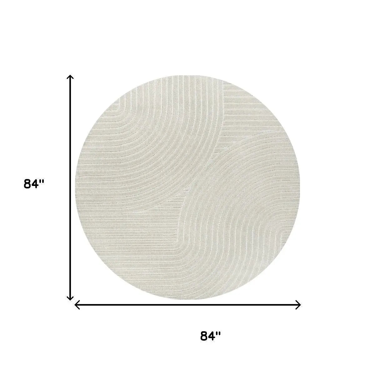 7' Ivory And Cream Round Striped Indoor Outdoor Area Rug Homeroots Outdoor