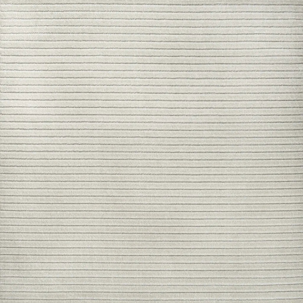 7' Ivory And Cream Square Striped Indoor Outdoor Area Rug Homeroots Outdoor