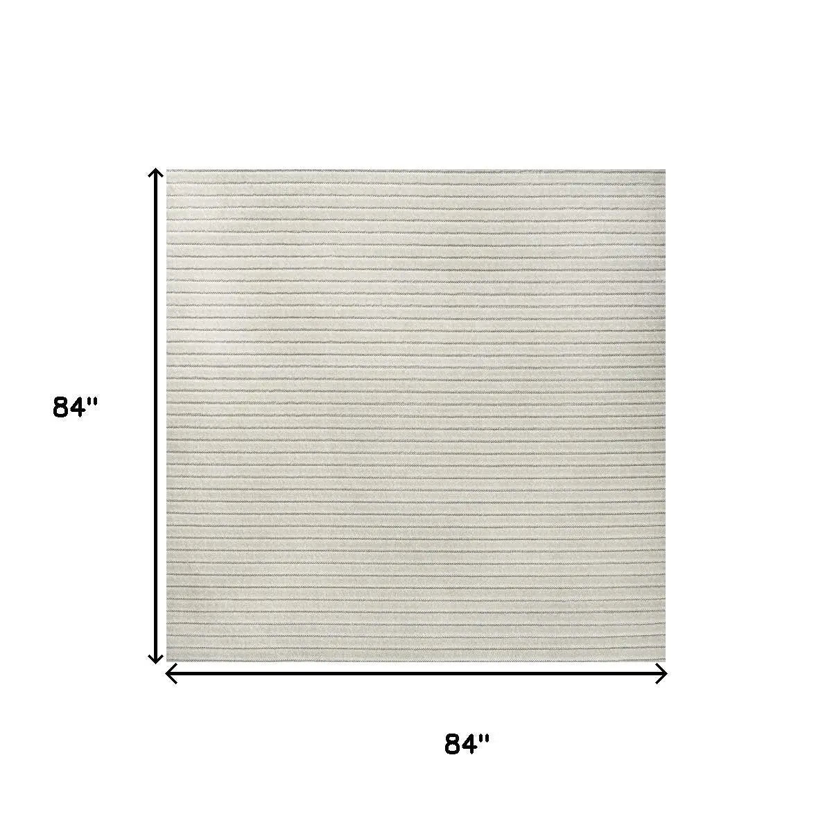 7' Ivory And Cream Square Striped Indoor Outdoor Area Rug Homeroots Outdoor
