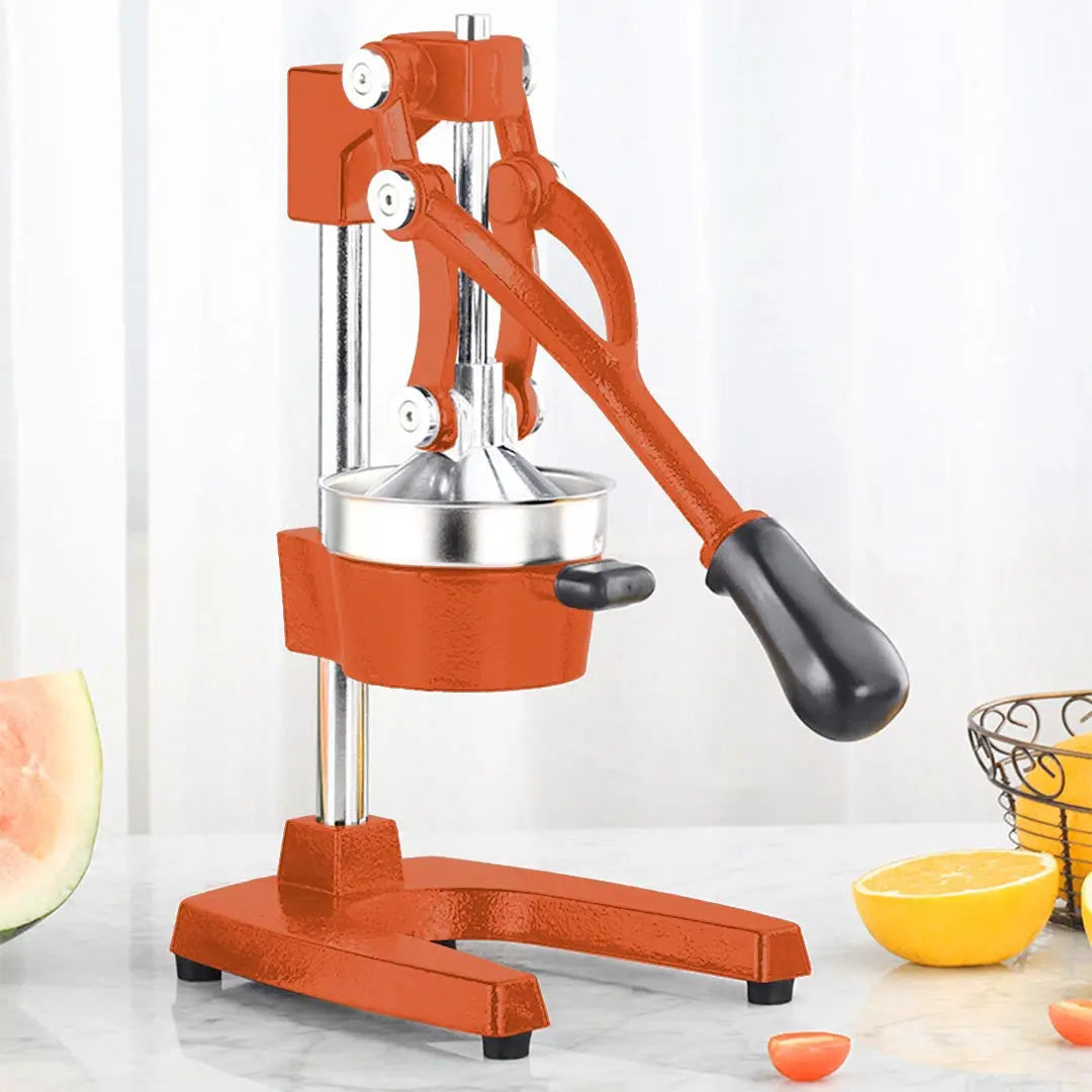 7" Orange Cast Iron Manual Juicer Homeroots Kitchen & Dining