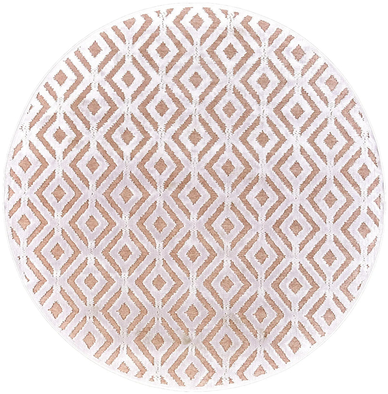 7' Pink And White Round Rug Homeroots Home Decor