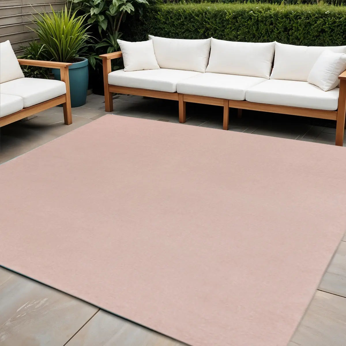 7' Pink Square Indoor Outdoor Area Rug - GreatEagleInc