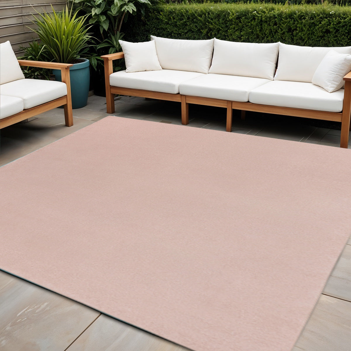 7' Pink Square Indoor Outdoor Area Rug - GreatEagleInc