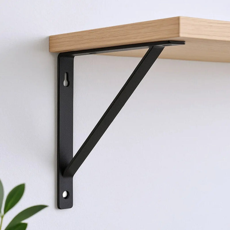 7" Set Of Two Black Metal Wall Mounted Shelf Brackets - GreatEagleInc