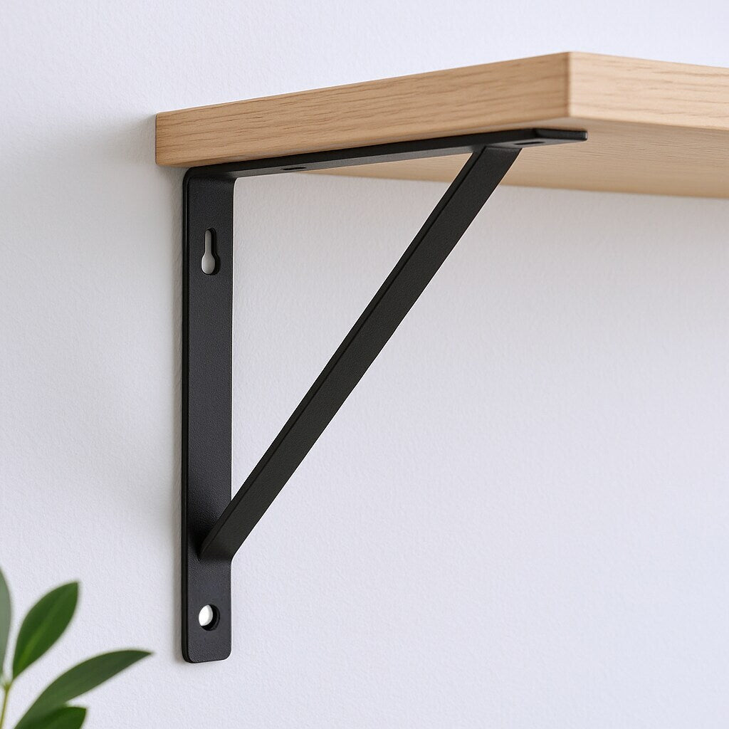 7" Set Of Two Black Metal Wall Mounted Shelf Brackets - GreatEagleInc