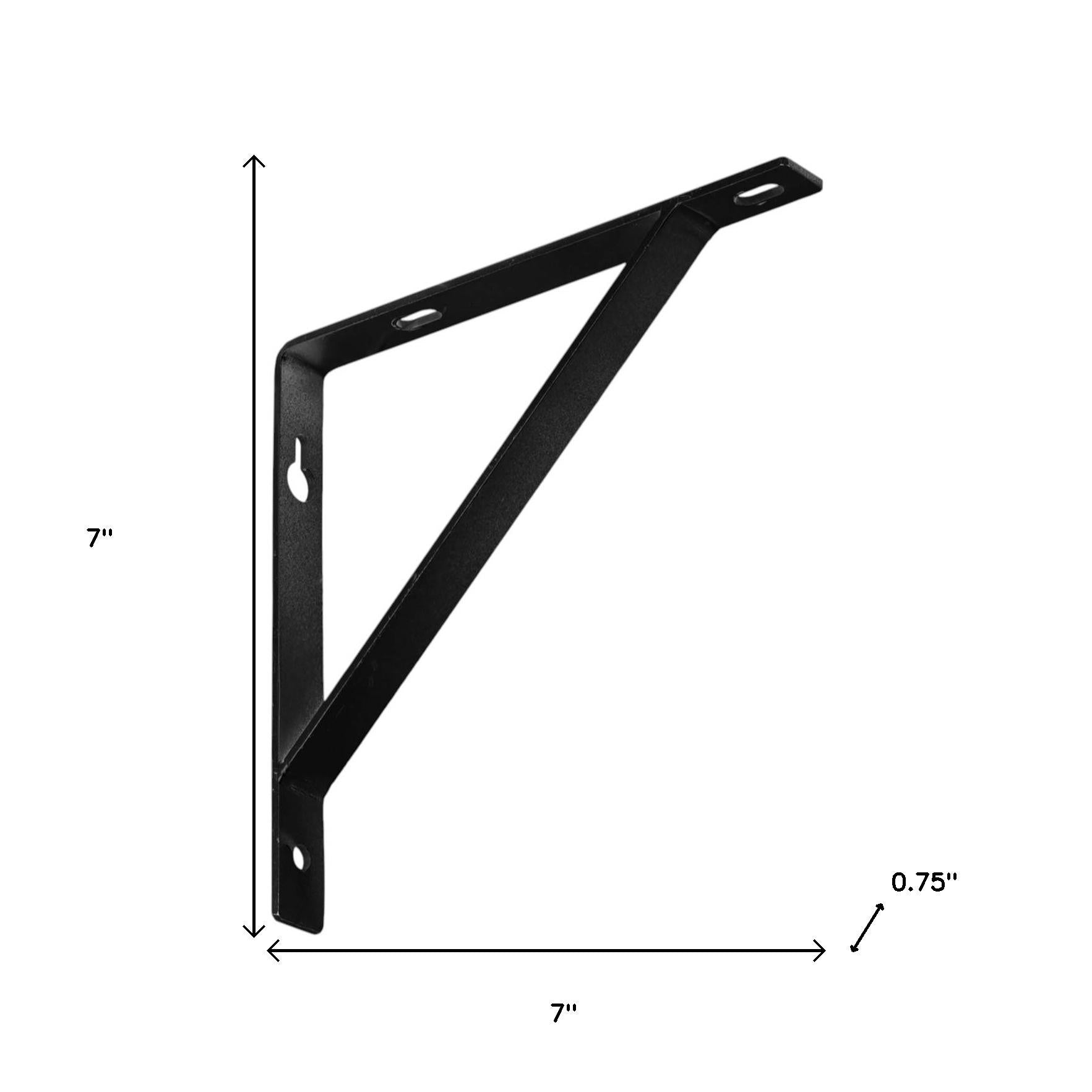 7" Set Of Two Black Metal Wall Mounted Shelf Brackets - GreatEagleInc