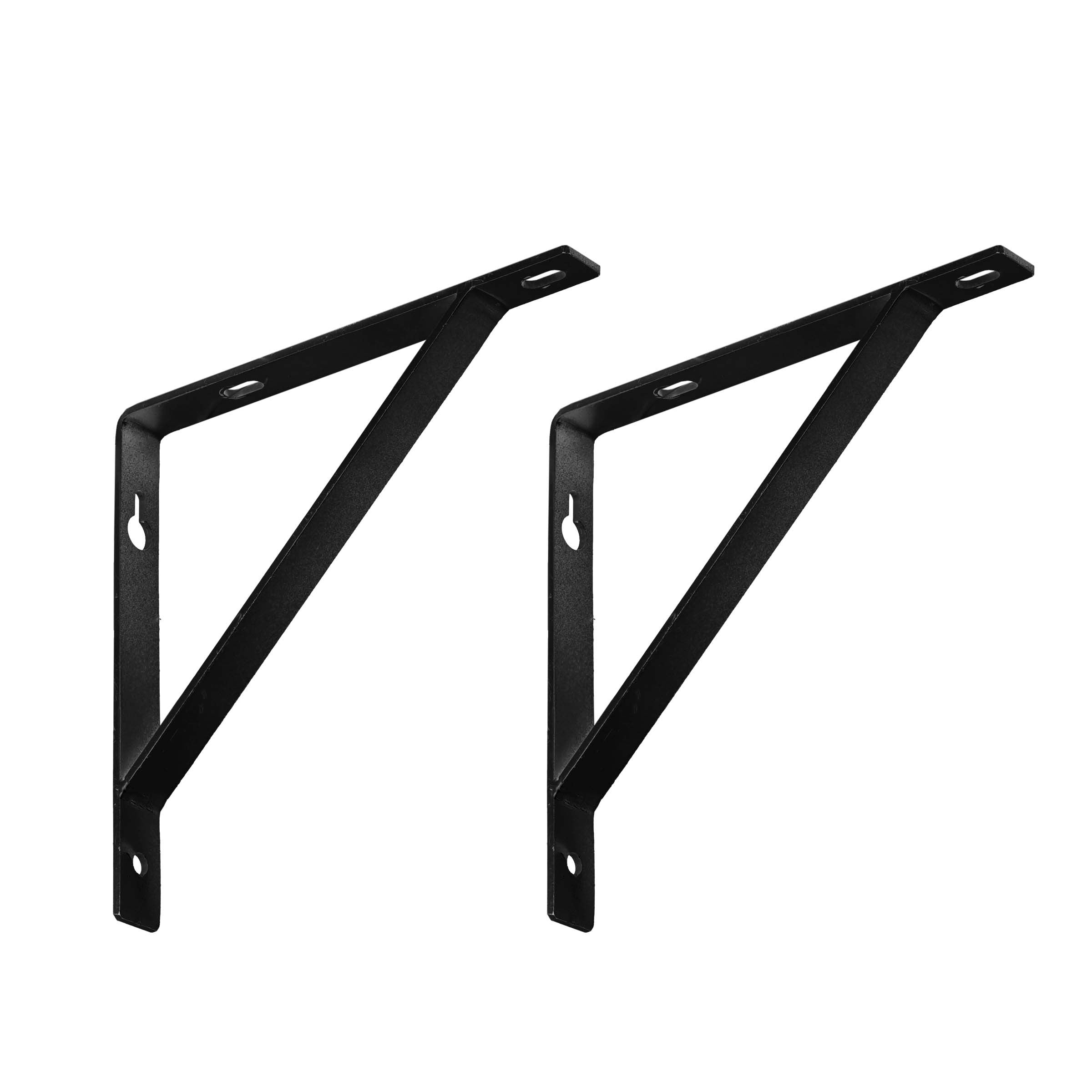 7" Set Of Two Black Metal Wall Mounted Shelf Brackets - GreatEagleInc