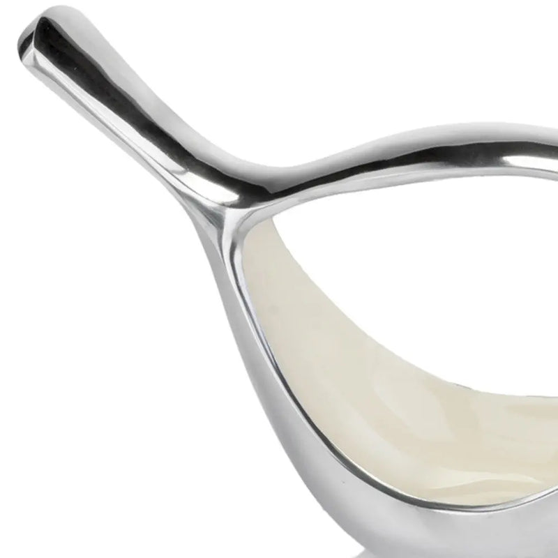 7" Silver Buffed Aluminum Bird Shaped Sculptural Bowl Homeroots Kitchen & Dining