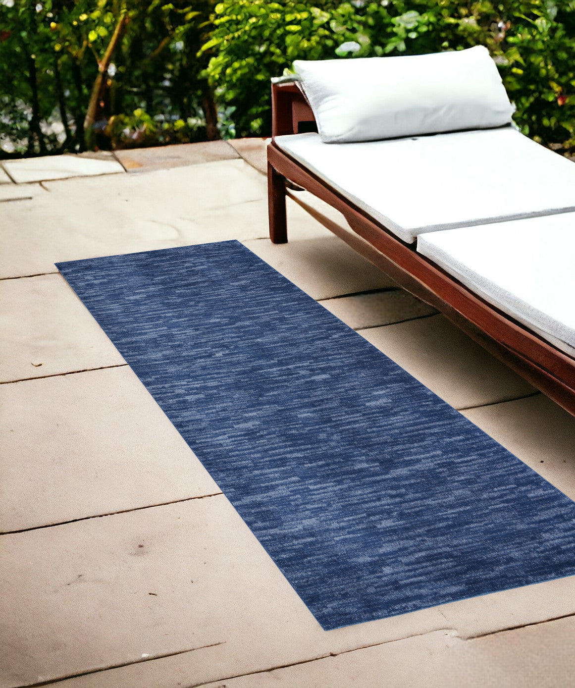 7' Square Blue Stain Resistant Indoor Outdoor Area Rug - GreatEagleInc