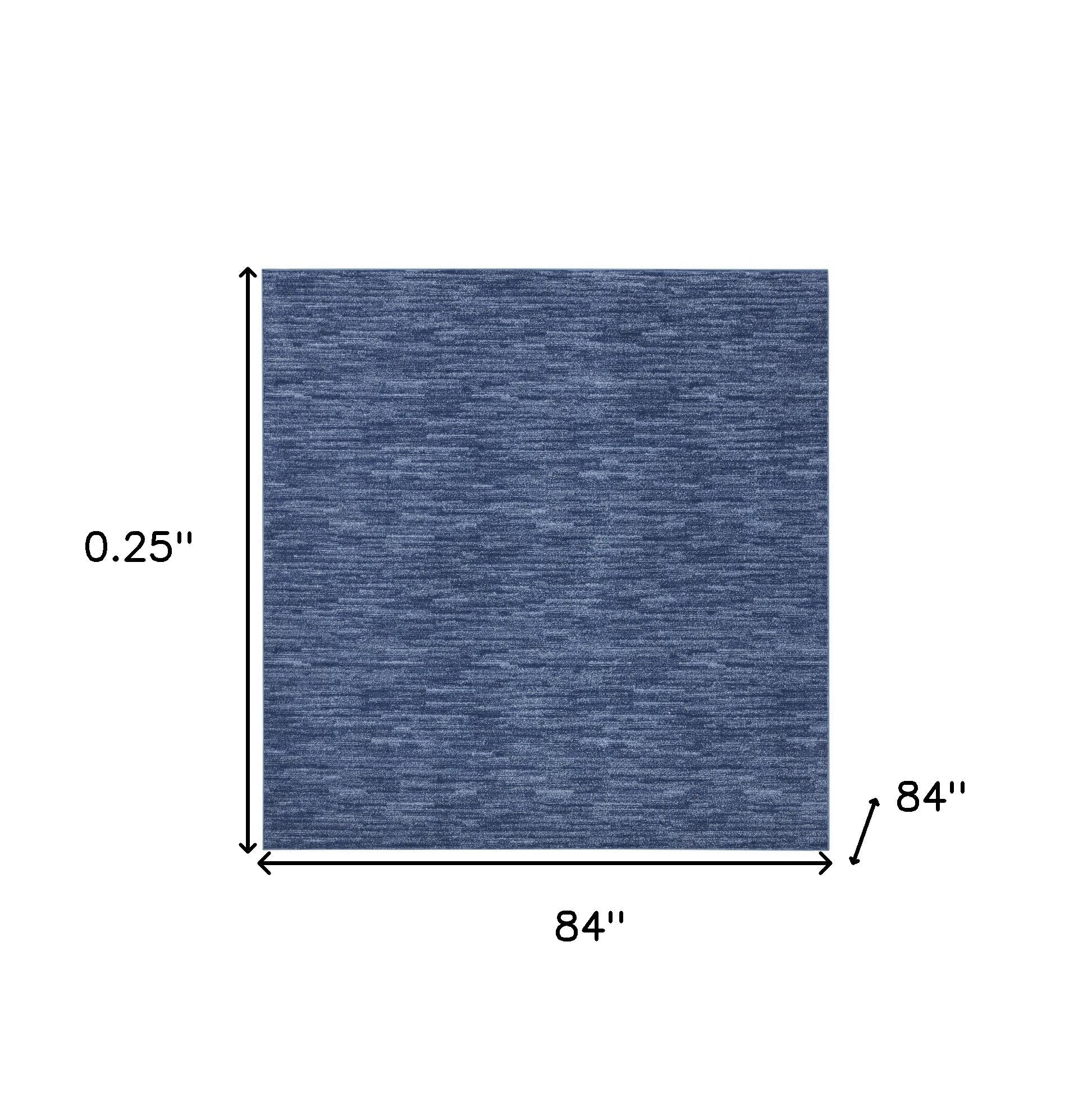 7' Square Blue Stain Resistant Indoor Outdoor Area Rug - GreatEagleInc