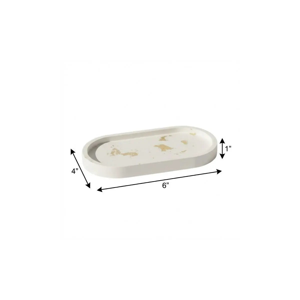 7" White And Gold Resin Handmade Oval Trinket Tray Homeroots Kitchen & Dining