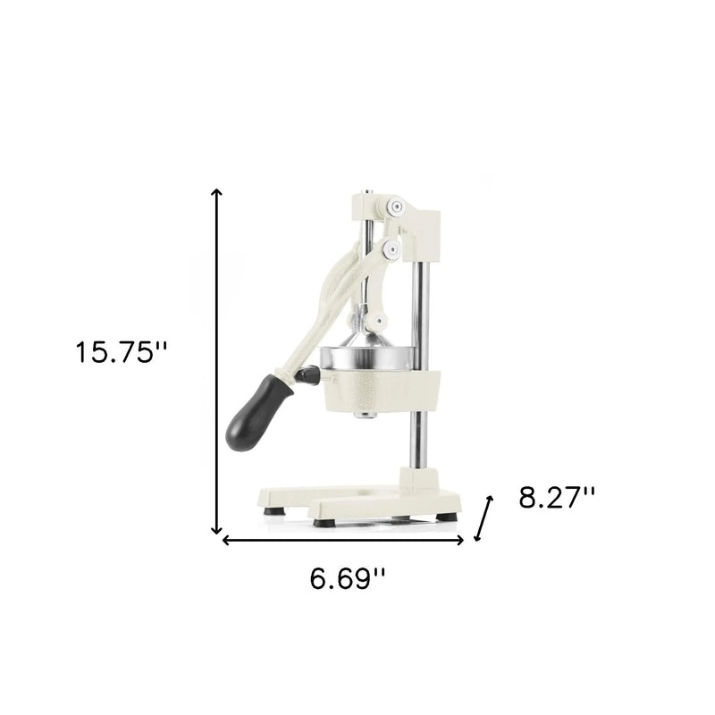 7" White Black And Silver Stainless Steel Manual Juicer Homeroots Kitchen & Dining