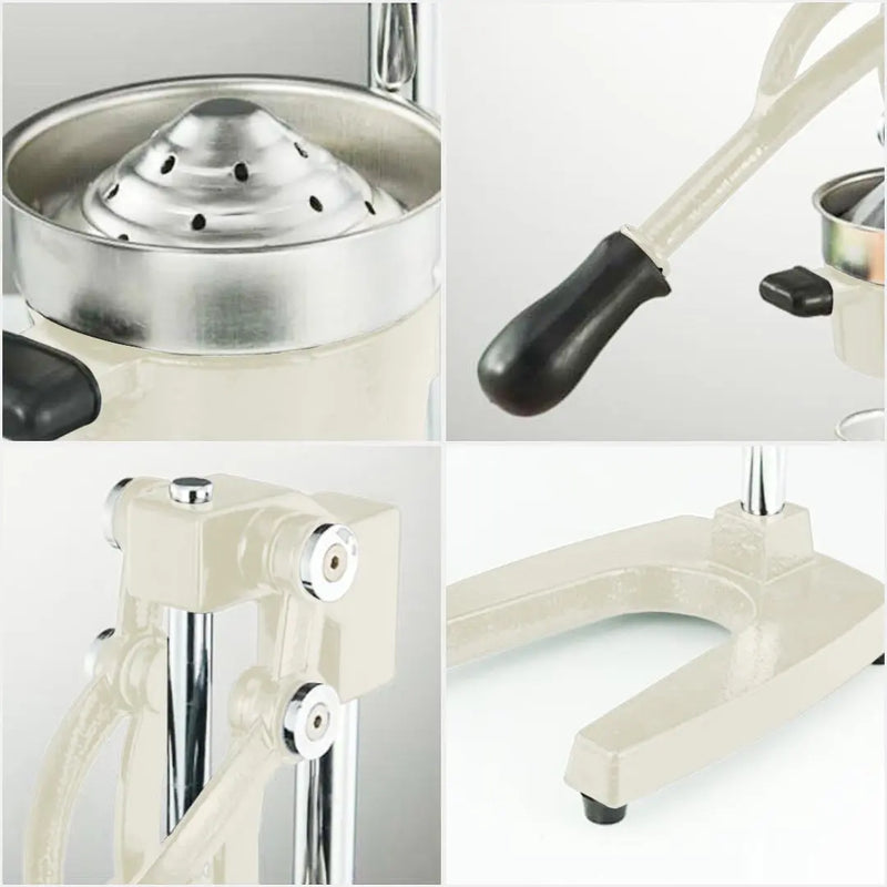 7" White Black And Silver Stainless Steel Manual Juicer Homeroots Kitchen & Dining
