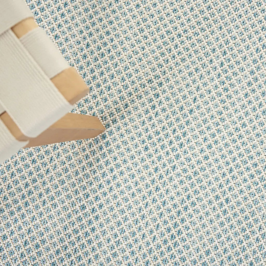 7' X 10' Aqua And Ivory Indoor Outdoor Area Rug Homeroots Outdoor