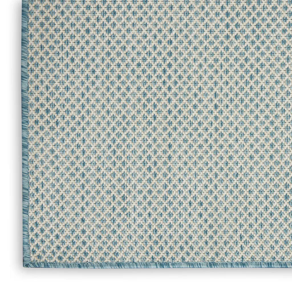 7' X 10' Aqua And Ivory Indoor Outdoor Area Rug Homeroots Outdoor