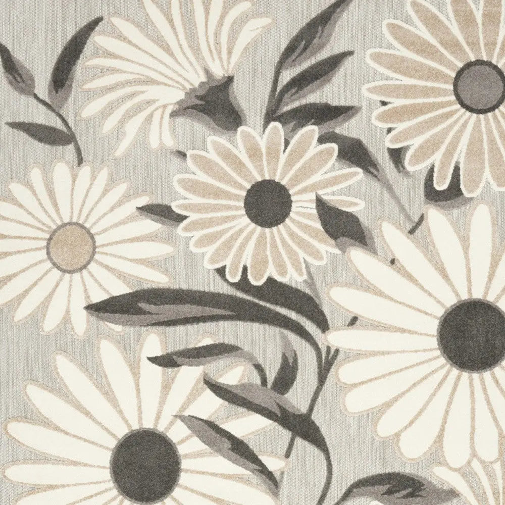 7' X 10' Beige Floral Non Skid Indoor Outdoor Area Rug Homeroots Outdoor