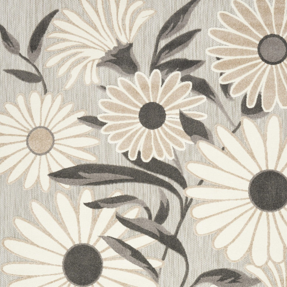 7' X 10' Beige Floral Non Skid Indoor Outdoor Area Rug Homeroots Outdoor