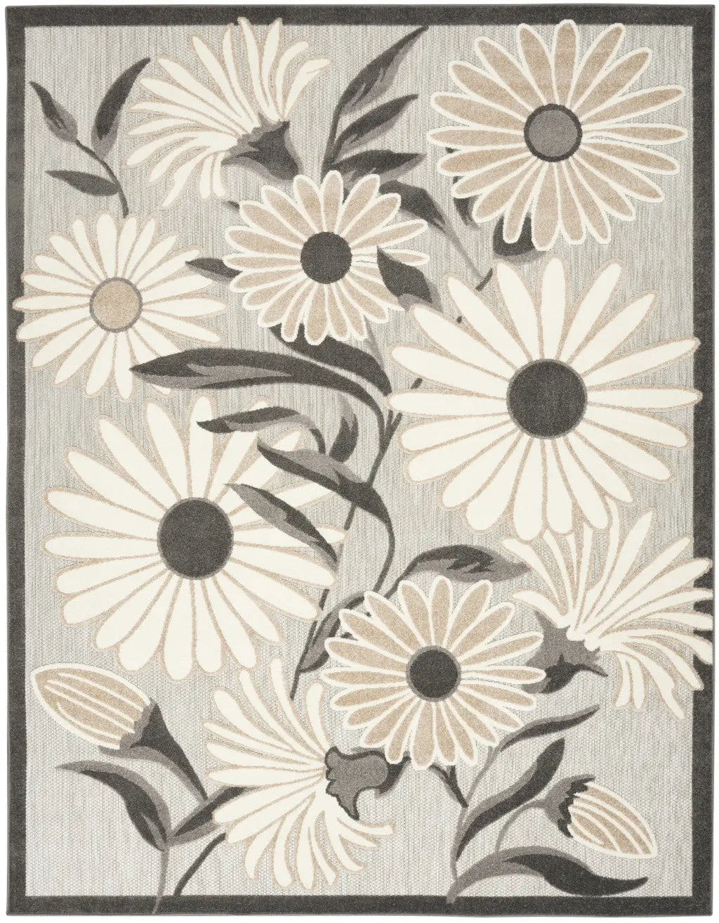 7' X 10' Beige Floral Non Skid Indoor Outdoor Area Rug Homeroots Outdoor