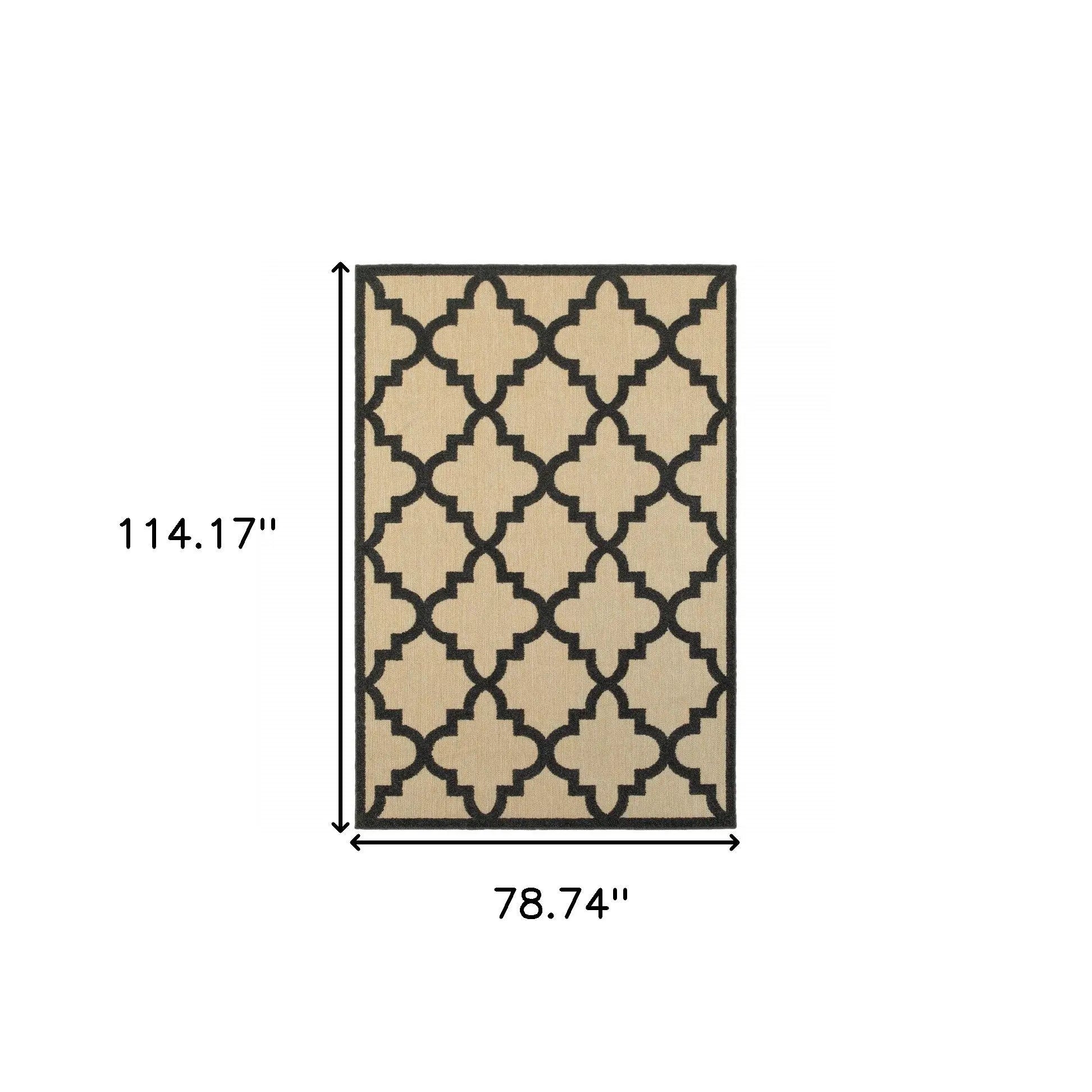 7' X 10' Beige and Black Geometric Stain Resistant Indoor Outdoor Area Rug Homeroots Outdoor