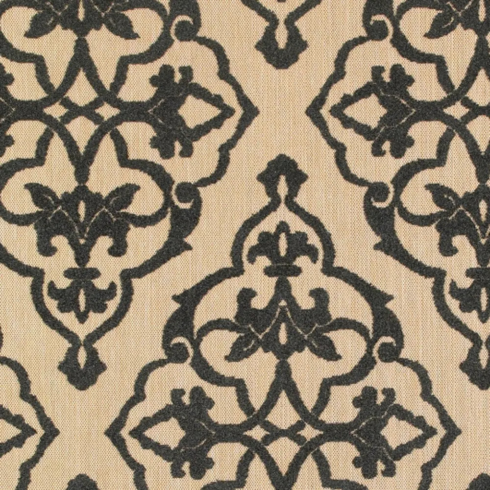 7' X 10' Beige and Black Oriental Stain Resistant Indoor Outdoor Area Rug Homeroots Outdoor
