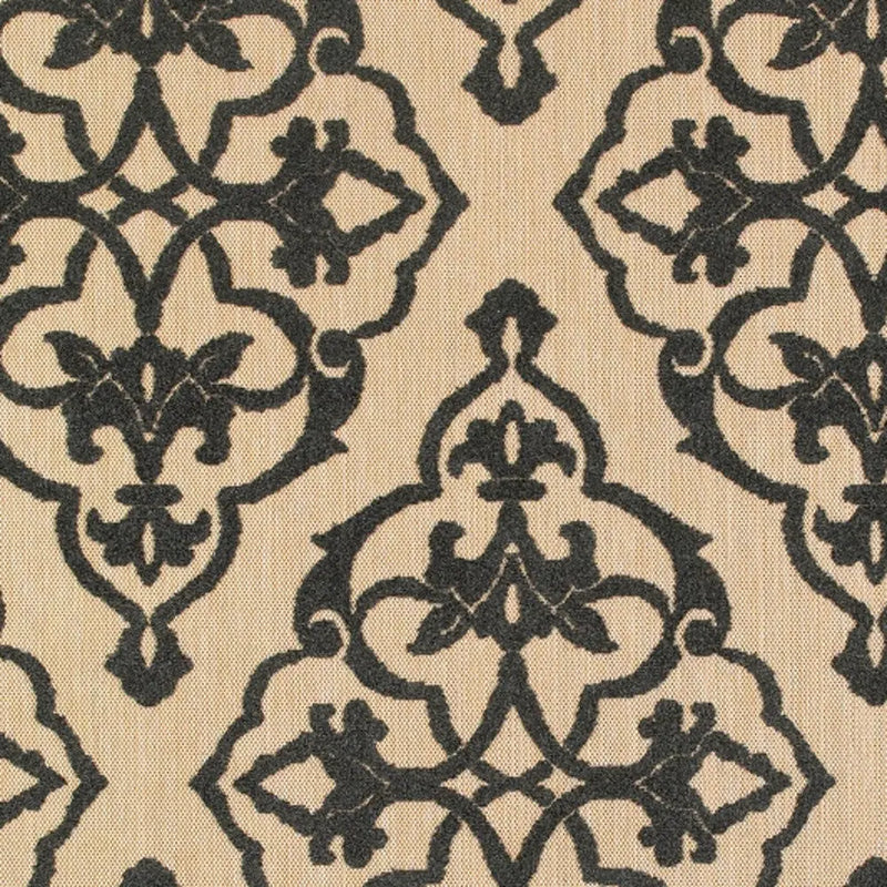 7' X 10' Beige and Black Oriental Stain Resistant Indoor Outdoor Area Rug Homeroots Outdoor