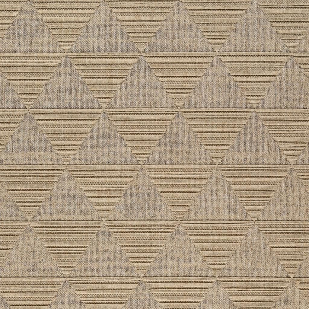 7' X 10' Beige and Brown Geometric Distressed Indoor Outdoor Area Rug - GreatEagleInc