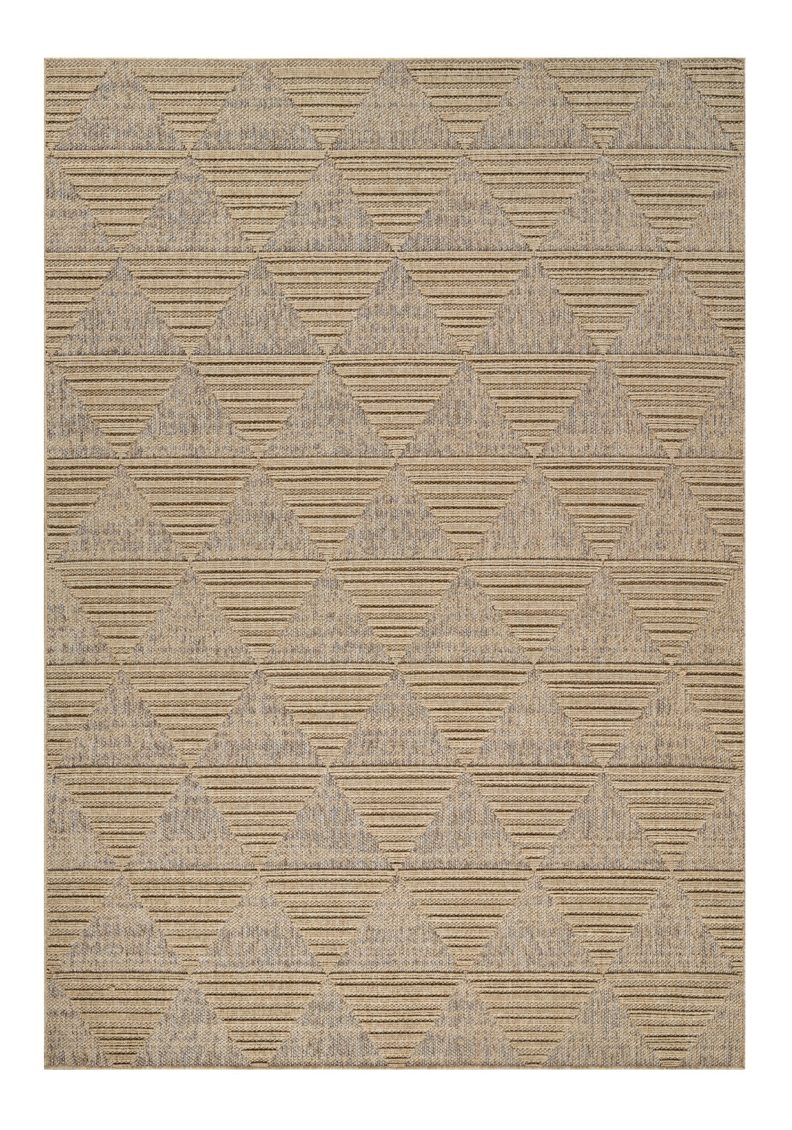 7' X 10' Beige and Brown Geometric Distressed Indoor Outdoor Area Rug - GreatEagleInc