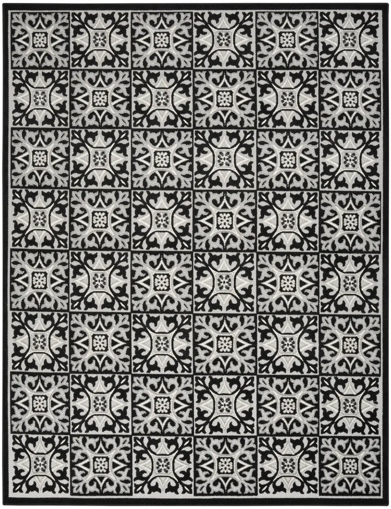 7' X 10' Black And White Fleur De Lis Stain Resistant Non Skid Area Rug Homeroots Outdoor