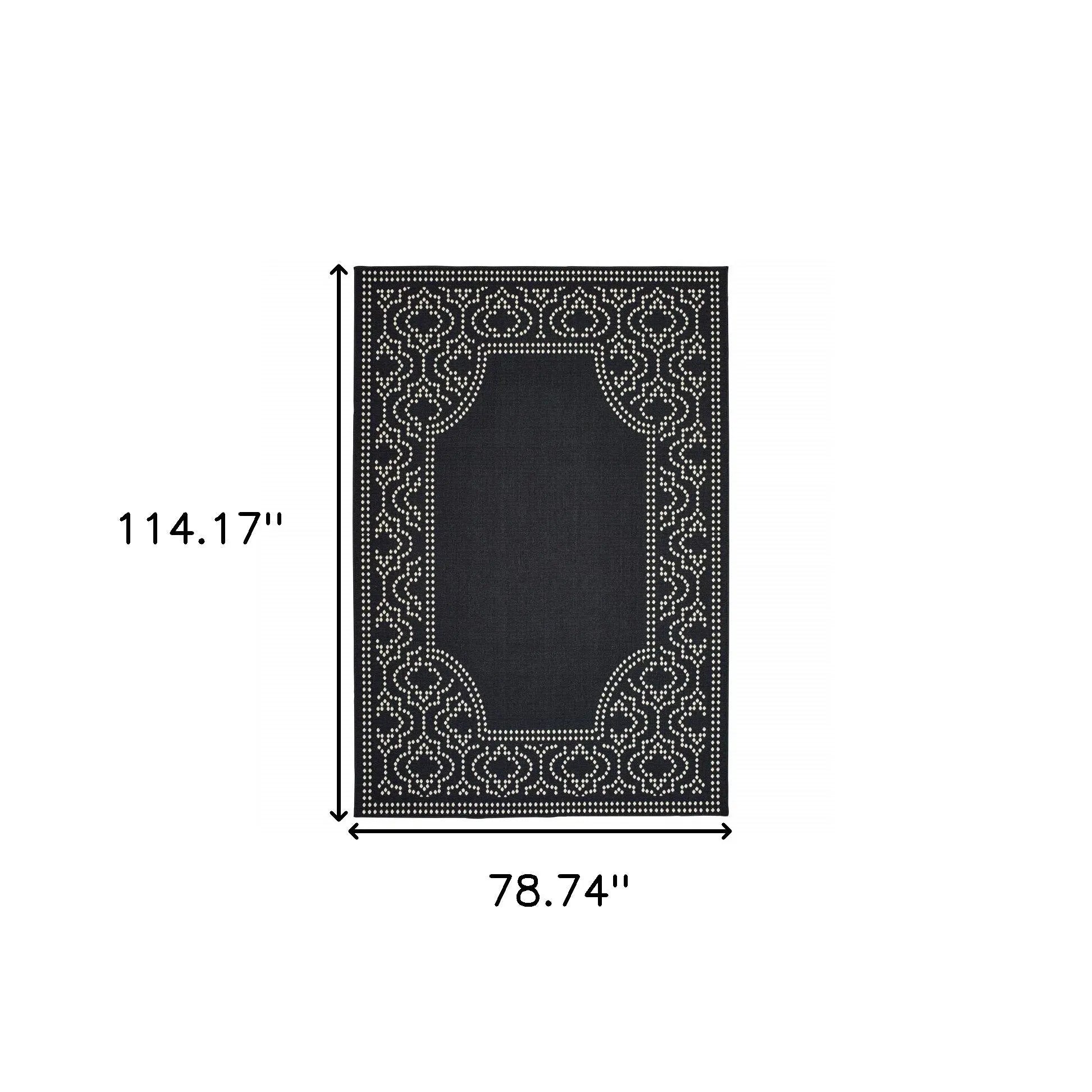 7' X 10' Black and Ivory Stain Resistant Indoor Outdoor Area Rug Homeroots Outdoor