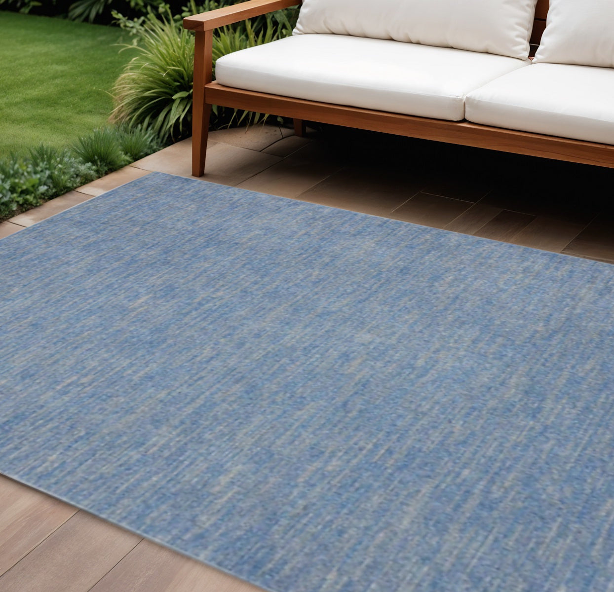 7' X 10' Blue And Gray Indoor Outdoor Area Rug - GreatEagleInc