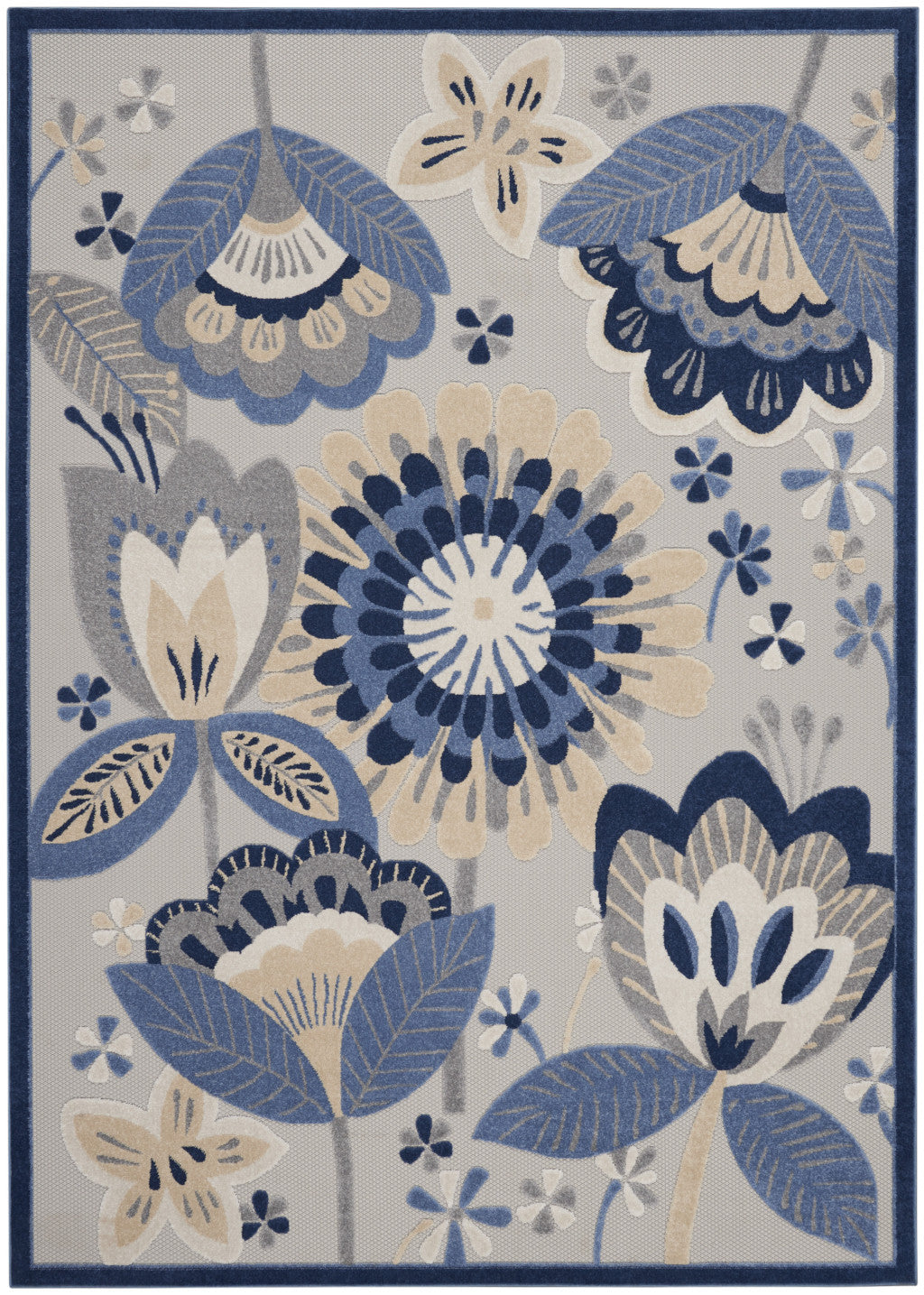7' X 10' Blue And Gray Indoor Outdoor Area Rug Homeroots Outdoor
