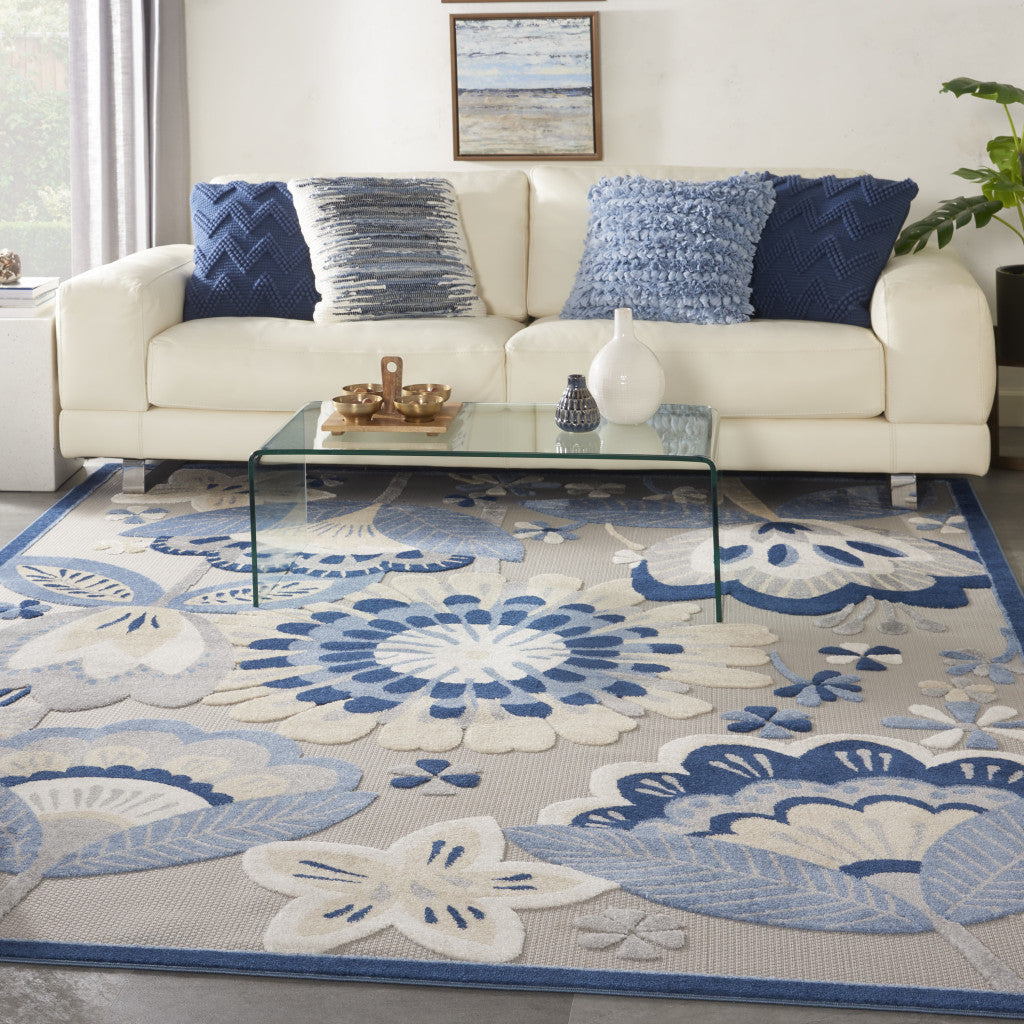 7' X 10' Blue And Gray Indoor Outdoor Area Rug Homeroots Outdoor