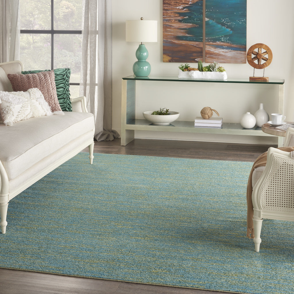 7' X 10' Blue And Green Indoor Outdoor Area Rug - GreatEagleInc