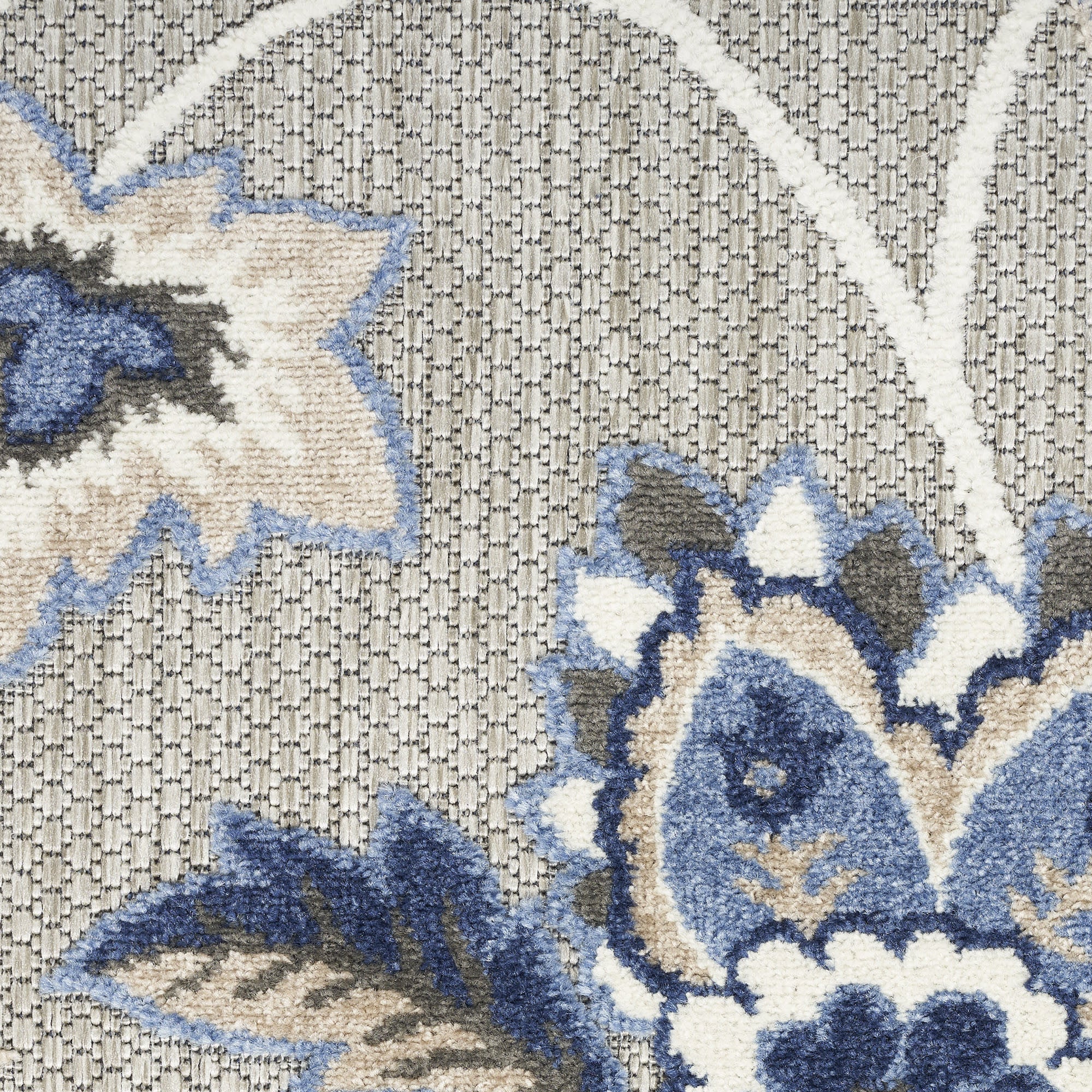 7' X 10' Blue And Grey Floral Stain Resistant Non Skid Area Rug Homeroots Outdoor