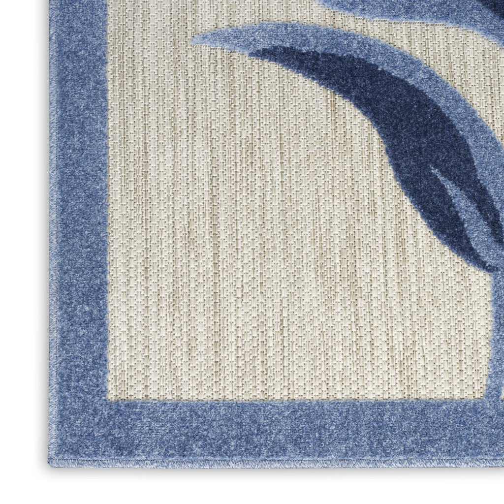 7' X 10' Blue And Grey Floral Stain Resistant Non Skid Area Rug Homeroots Outdoor